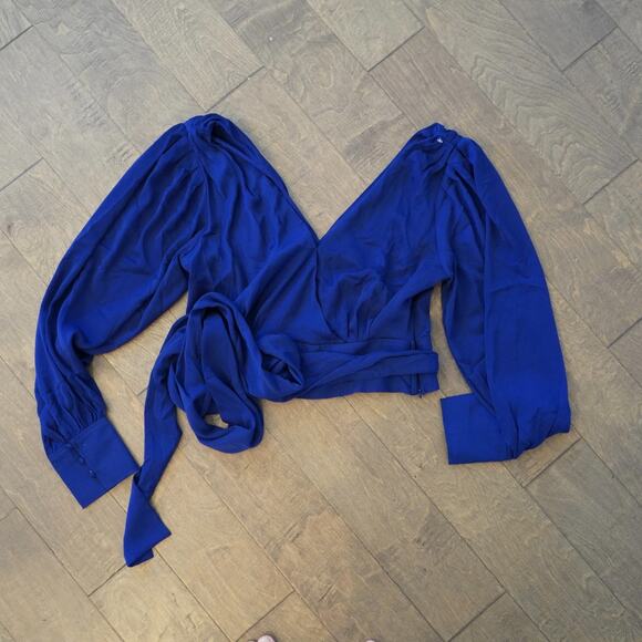 Banana Republic 10 Wrap Blouse Top in Royal Blue NWT - Picture 2 of 6